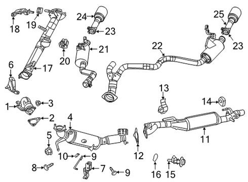 2020 Ram 1500 Exhaust Components Exhaust Pipe Diagram for 68400397AA