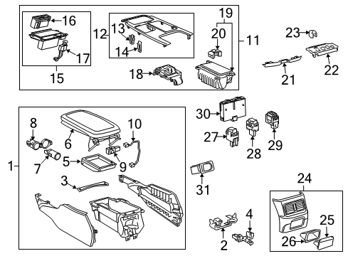 2010 Lexus GS350 Heated Seats Bracket, Console Box Mounting, NO.1 Diagram for 58995-30210