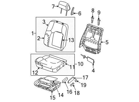 2005 Nissan Frontier Driver Seat Components Heater Unit-Front Seat Back Diagram for 87635-EA000