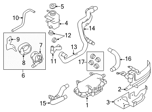 2011 Nissan Leaf Heater Core & Control Valve Hose Assembly Heater Diagram for 92414-3NA0A