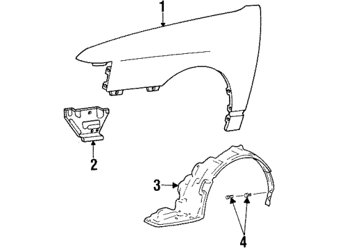 1992 Hyundai Scoupe Fender & Components Front Wheel Guard Assembly, Left Diagram for 86811-23000