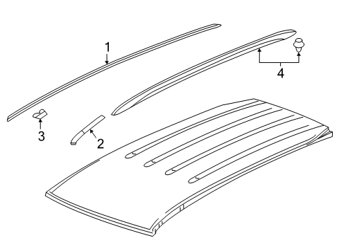 2021 Honda Pilot Exterior Trim - Roof Molding Assy. R, Roof Diagram for 74306-TG7-A12