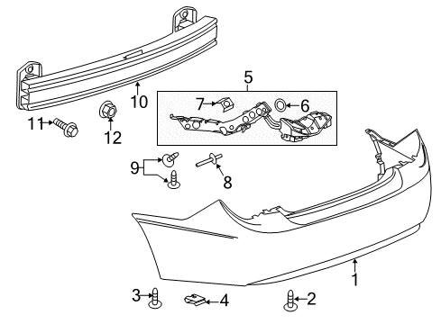 2019 Chevrolet Sonic Rear Bumper Impact Bar Diagram for 42340753