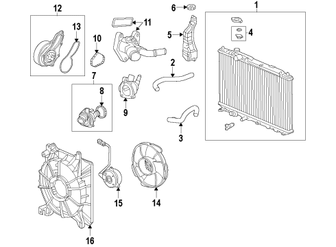 2015 Acura ILX Cooling System, Radiator, Water Pump, Cooling Fan Motor, Cooling Fan Diagram for 19030-R1A-A03