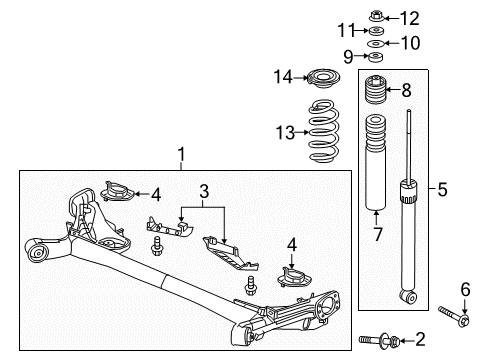 2020 Honda Fit Rear Suspension Damper Unit, Rear Diagram for 52611-T5R-A51