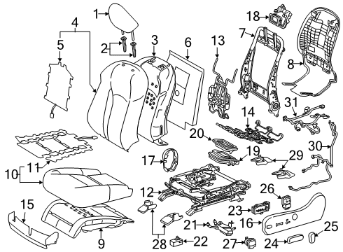 2020 Lexus RX350L Power Seats Knob, Power Seat Switch Diagram for 84921-22090-C0