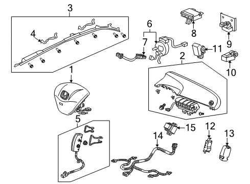 2009 Honda Fit Air Bag Components Sensor Assy., FR. Crash Diagram for 77930-TK6-B11