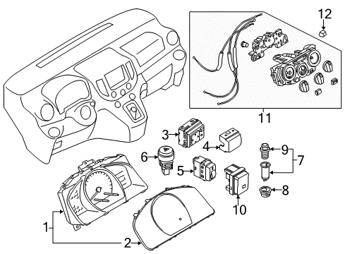 2016 Nissan NV200 Cluster & Switches, Instrument Panel Control Assembly Diagram for 27510-3LM3A