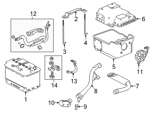 2015 Acura TLX Battery Plate, Battery Set Diagram for 31512-TZ7-A00