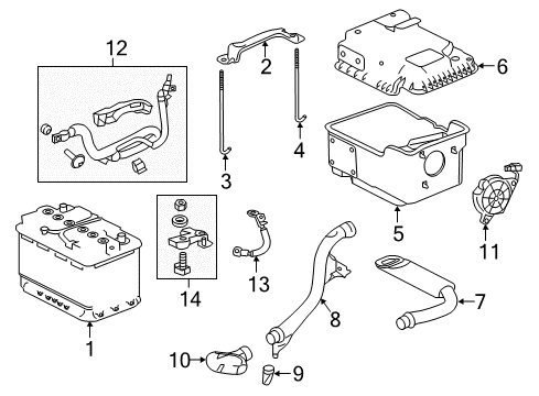 2015 Acura TLX Battery Bolt, Battery Setting Diagram for 31513-SB2-000