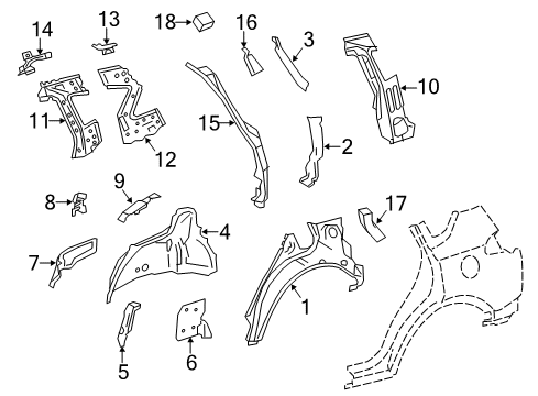 2014 Toyota RAV4 Inner Structure - Quarter Panel Outer Wheelhouse Diagram for 61631-0R030