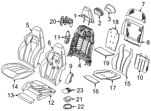 2019 BMW X6 Power Seats Foam Section, Comfort Backrest, A/C, Left Diagram for 52108060743