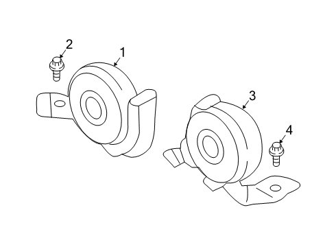 2019 Lincoln Nautilus Horn High Note Horn Diagram for K2GZ-13801-A