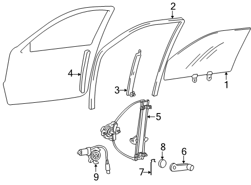 2001 Hyundai Accent Rear Door Channel Assembly-Front Door Rear, R Diagram for 82560-25200