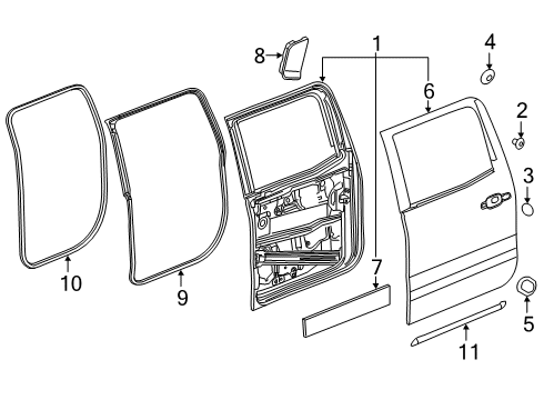 2019 GMC Sierra 1500 Rear Door Lower Weatherstrip Diagram for 23377367