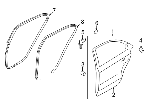 2012 Hyundai Sonata Rear Door Rear Left-Hand Door Module Panel Assembly Diagram for 83471-3S001