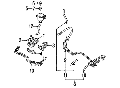 1990 Infiniti M30 P/S Pump & Hoses Power Steering Hose & Tube Assembly Diagram for 49721-F6602