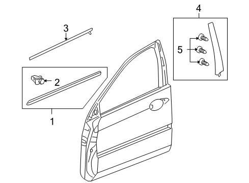 2009 Acura RL Exterior Trim - Front Door Molding Assembly, Right Front Door Diagram for 72410-SJA-A01