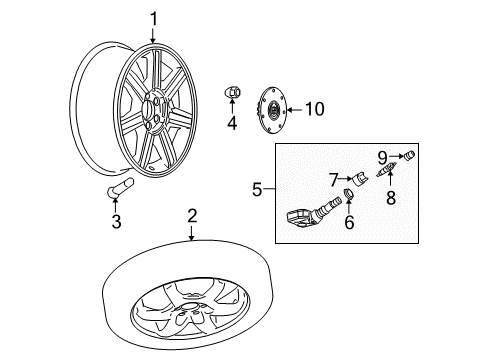 2005 Cadillac SRX Wheels, Covers & Trim Wheel, Alloy Diagram for 9596273