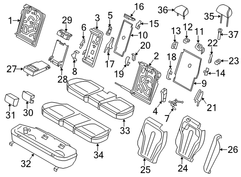 2015 BMW X5 Second Row Seats USER-CONTROL UNIT, BACKREST Diagram for 52207353145