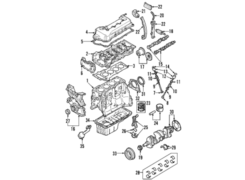 2001 Nissan Sentra Engine Parts, Mounts, Cylinder Head & Valves, Camshaft & Timing, Oil Pan, Oil Pump, Crankshaft & Bearings, Pistons, Rings & Bearings Engine Mounting, Rear Diagram for 11320-4Z010