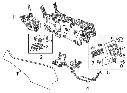2014 Chevrolet Impala Center Console Module Bracket Diagram for 22861789
