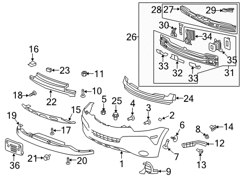 2009 Saturn Vue Front Bumper Bumper Cover Diagram for 22949861