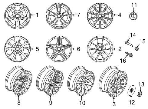 2014 BMW 650i Wheels V-Spoke 356 Liquid Black - Front (Single Wheel) Diagram for 36116853816