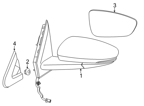 2017 Chrysler 200 Outside Mirrors Outside Rearview Diagram for 1UY10TZZAF