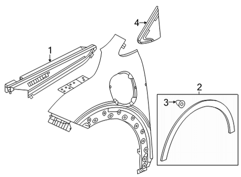 2022 Chevrolet Bolt EUV Exterior Trim - Fender Wheel Opening Molding Diagram for 42786091