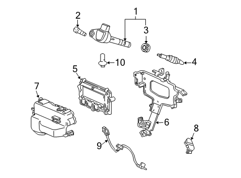 2012 Honda Ridgeline Ignition System Bracket, Engine Control Module Diagram for 37821-RJE-A10