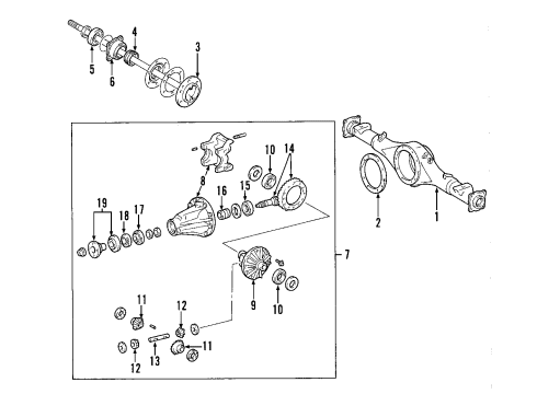 2005 Toyota Tacoma Rear Axle, Differential, Propeller Shaft Universal Joints Diagram for 04371-04092