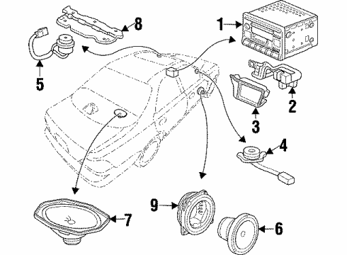 1995 Acura TL Sound System Bracket, Radio Diagram for 77165-SW5-A00