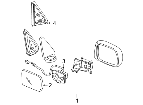 1999 Honda CR-V Mirrors Mirror Assembly, Driver Side Door (Clover Green Pearl) (R.C.) Diagram for 76250-S10-A11ZH