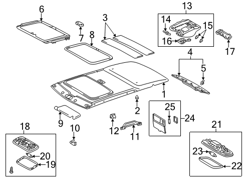 2001 Toyota 4Runner Sunroof Lamp Assembly, Map Diagram for 81260-35040-B2