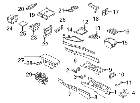 2011 BMW X6 Center Console Trim With Storage Compartment Diagram for 51166963381