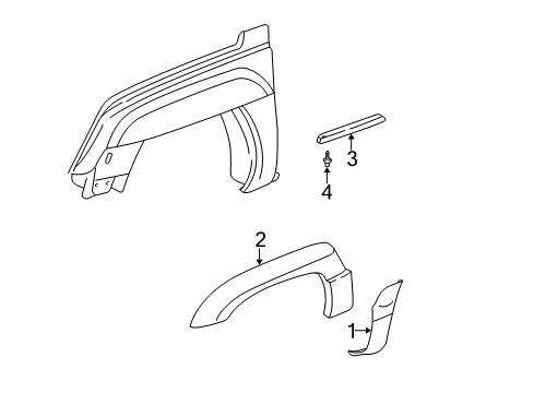 2003 Chevrolet Avalanche 2500 Exterior Trim - Fender Lower Molding Diagram for 93801788