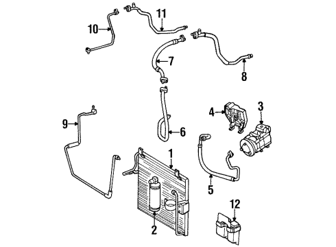 1996 Kia Sephia A/C Condenser, Compressor & Lines Flex Hose-Low, NO2 Diagram for 0K24761466B