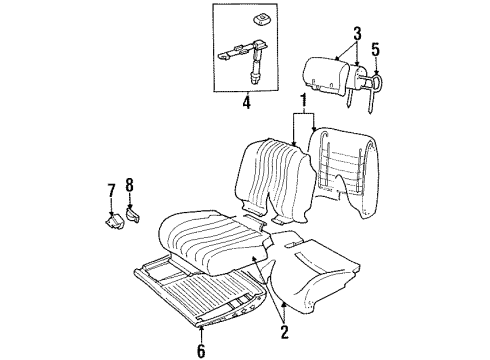 1995 Chevrolet Lumina Front Seat Components Cush Asm-D Seat Pad & Cover *Blue Diagram for 16774006