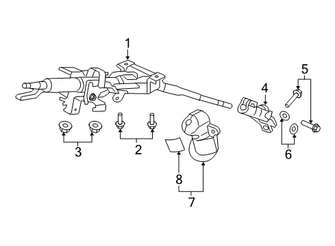 2008 Honda Fit Steering Column & Wheel, Steering Gear & Linkage Column Assembly, Steering Diagram for 53200-SLN-A01