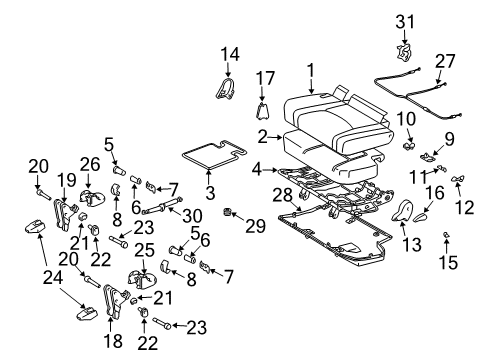 2009 Lexus GX470 Second Row Seats Hinge Sub-Assy, Rear Seat, LH Diagram for 71302-60071