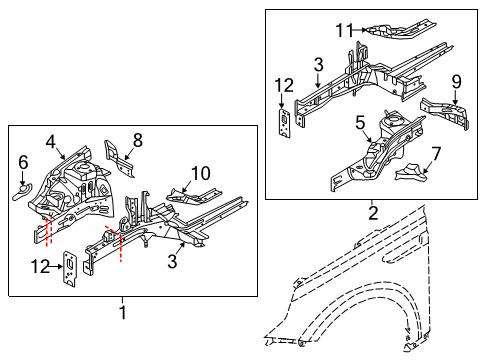 2018 Kia Optima Structural Components & Rails Bracket Assembly-FEM Mounting Diagram for 64423D5000