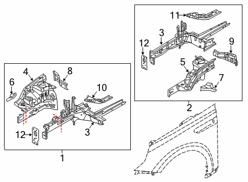 2018 Kia Optima Structural Components & Rails Reinforcement-Front Side Rear Upper Diagram for 64664D4000