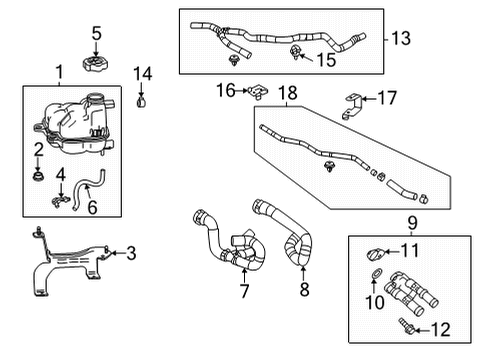 2022 Cadillac CT4 Coolant Reservoir Water Pipe Diagram for 12644554
