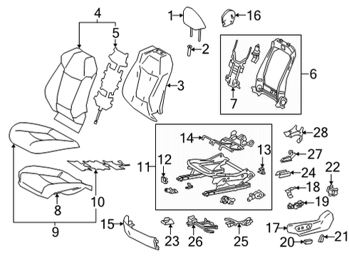 2022 Toyota Corolla Cross Driver Seat Components Seat Back Frame Diagram for 71014-0E090