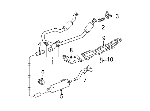 2008 Dodge Ram 1500 Exhaust Components Converter-Exhaust Diagram for 55398204AC