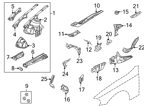 2006 BMW 330Ci Structural Components & Rails Left Stabilizer Support Diagram for 41118239195
