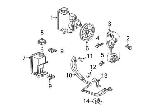 2009 Hummer H3 P/S Pump & Hoses, Steering Gear & Linkage Pump Asm-P/S Diagram for 25932019