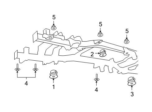 2010 Dodge Ram 1500 Frame & Components ISOLATOR-Body Hold Down Diagram for 55112333AB