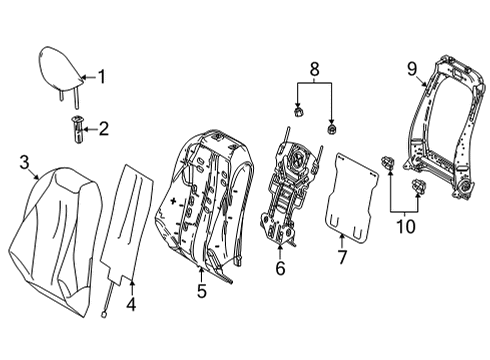 2021 Toyota Mirai Passenger Seat Components Seat Back Frame Diagram for 71013-62130